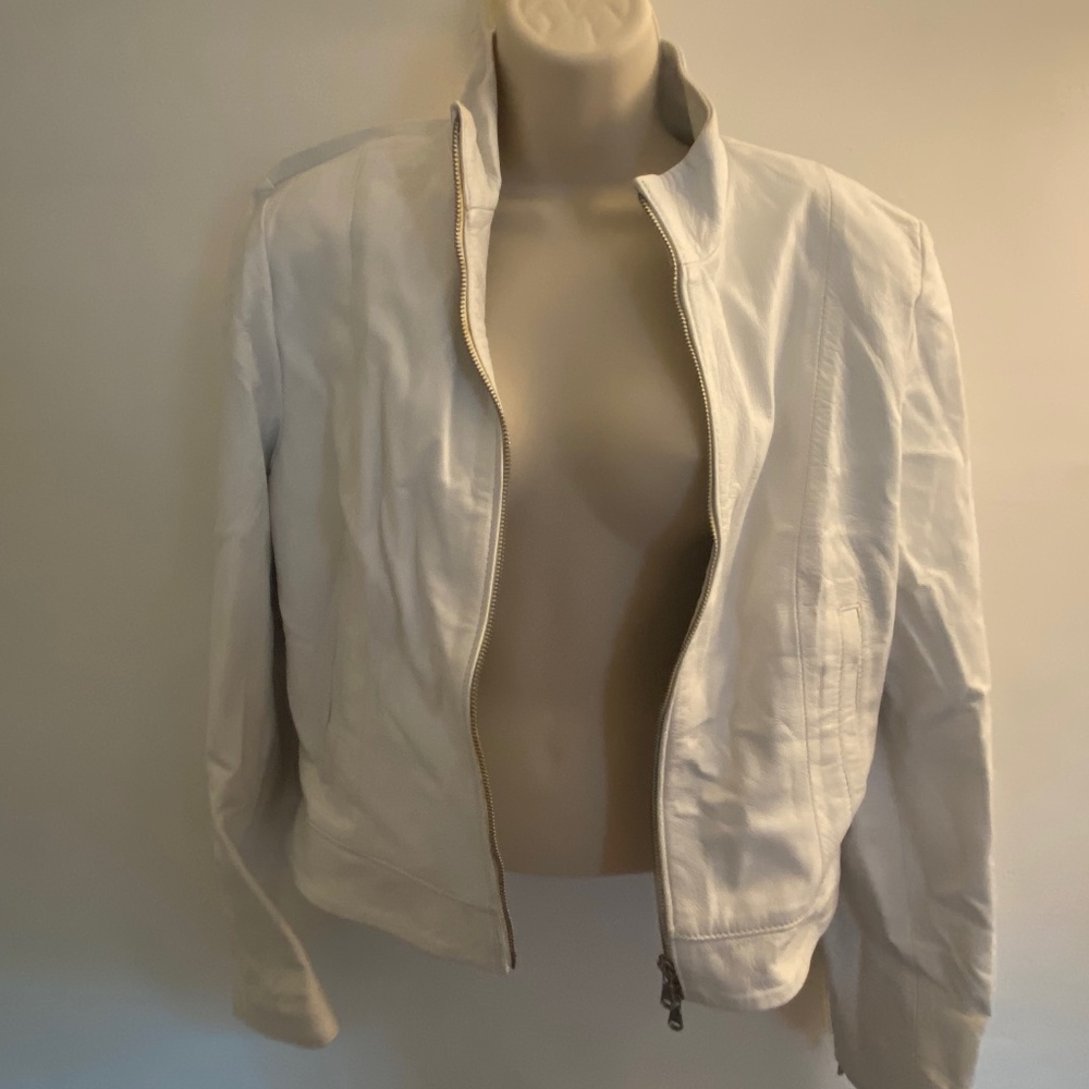 Large White Genuine Leather Italian Jacket